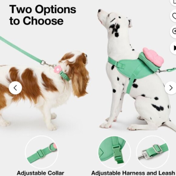 Vetreska Flower Pet Harness ,Collar, and Bag Pack Pink & Green - Picture 7 of 17